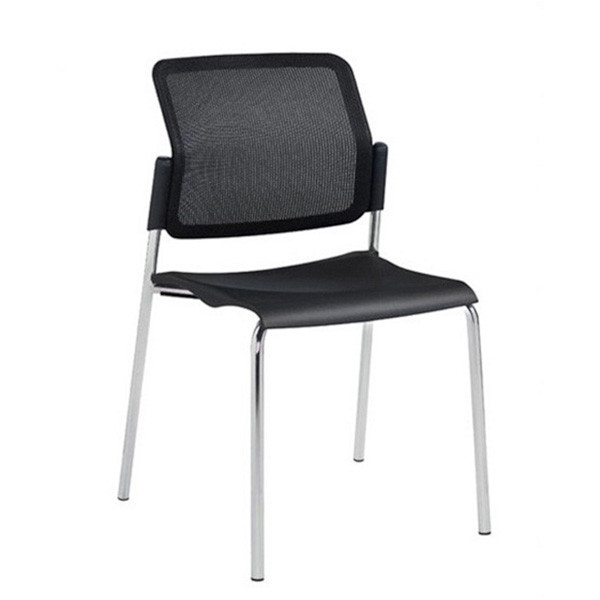 Global Armless Stacking Chair & Mesh back - Sonic 3D 6508MB - Chrome - Asphalt